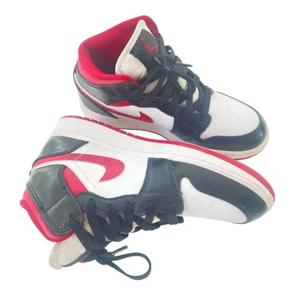 Jordan Women's 1 Mid Gym Red Panda Shoes sz 4Y EUR 36, 23 cm UK 3.5 -DJ4695-122